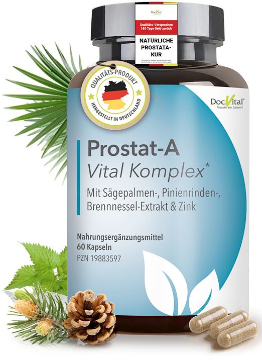 DocVital® Prostata Komplex Kapseln - Sägepalmenextrakt, Kürbiskernextrakt, Zink, Vitamin D3 & mehr