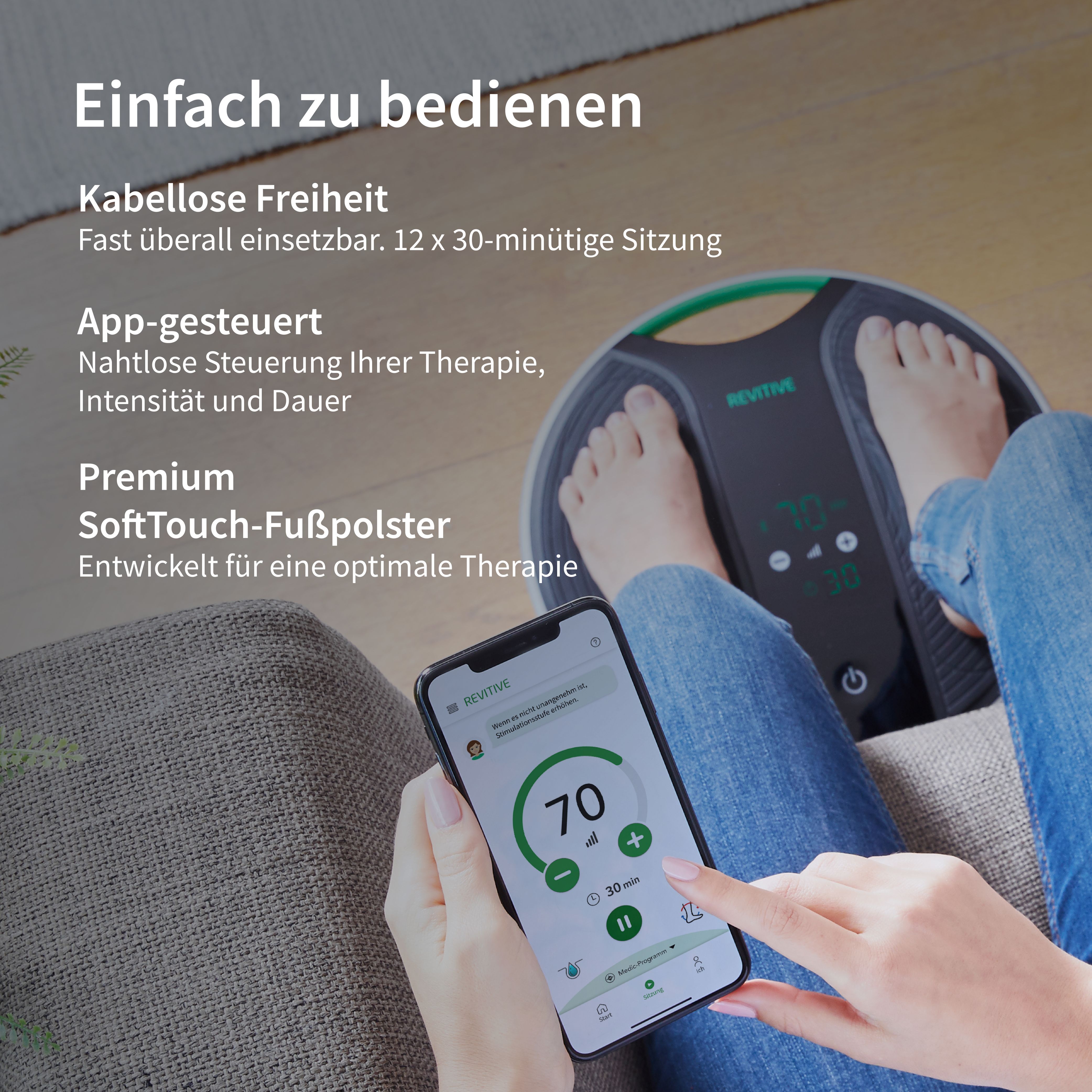 Revitive Medic Coach Durchblutungs-Stimulator mit App - personalisierte Therapie bei Beinschmerzen