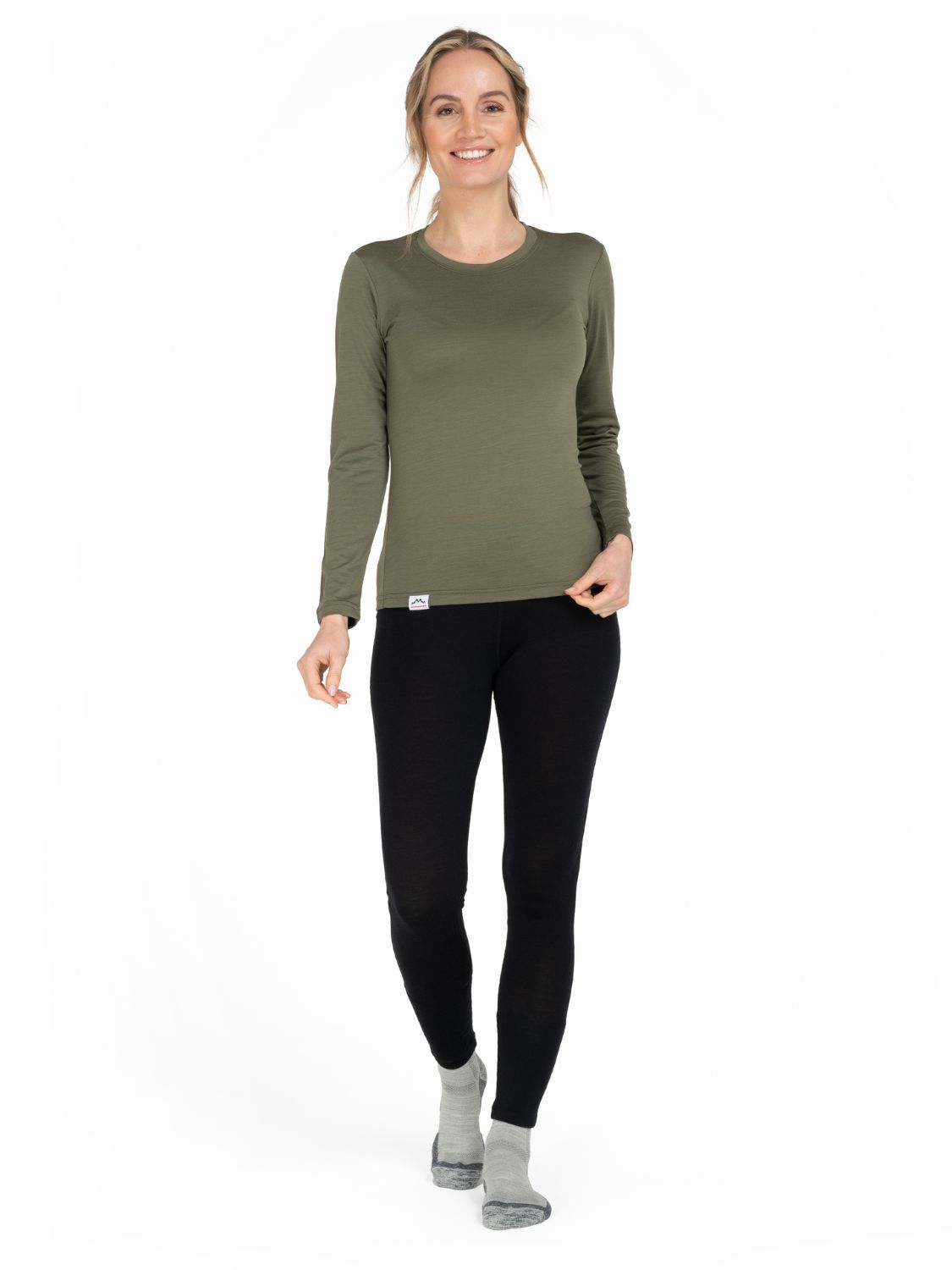 ALPENWERT Longsleeve Damen Merino Grün M