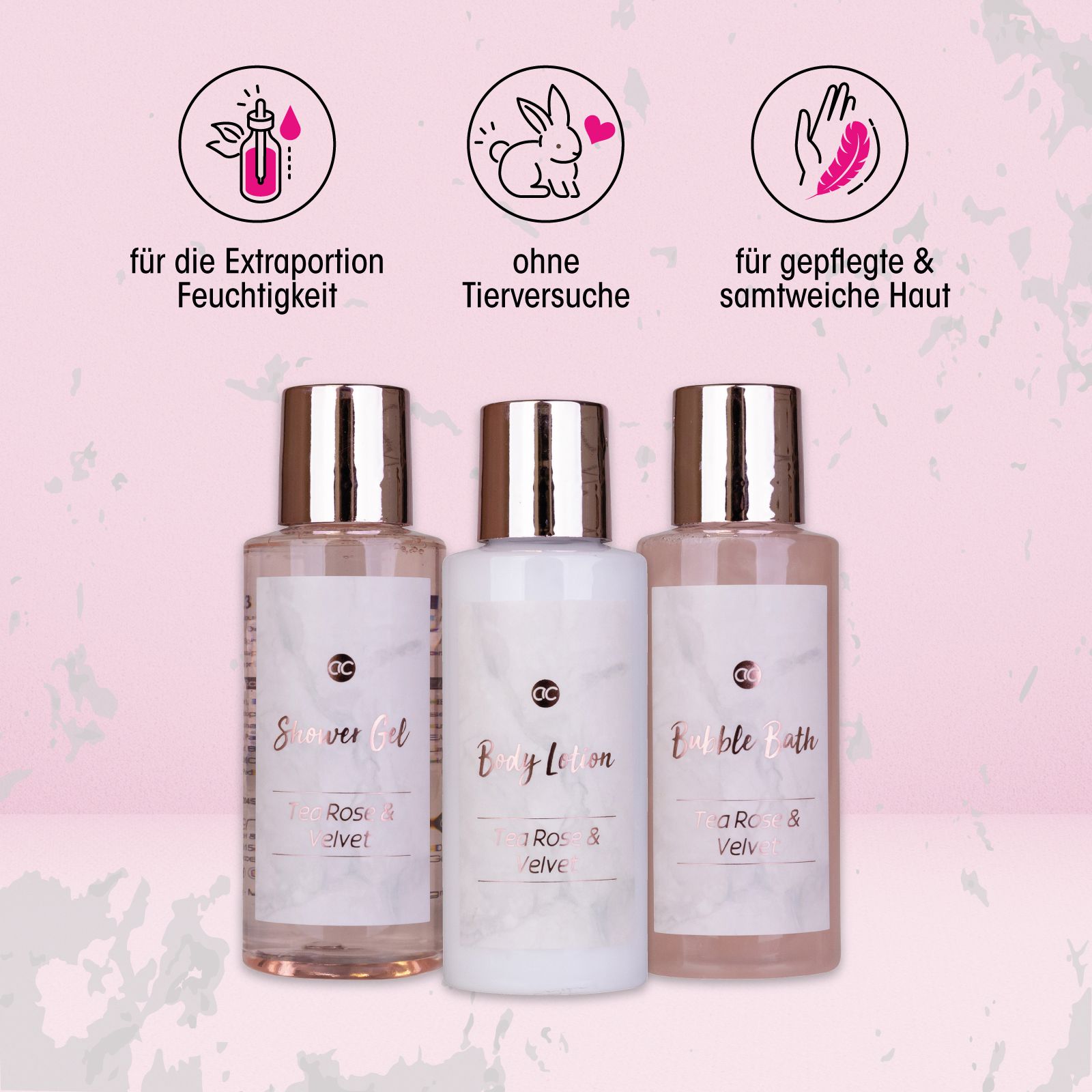 accentra Geschenkset für Frauen Marble Badeset in Plastikschuh