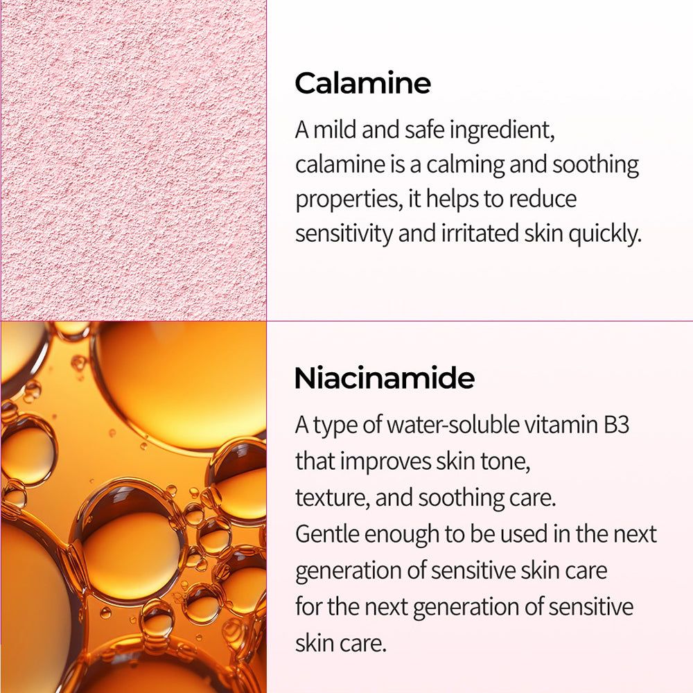 Informationen über Calamine und Niacinamid in Dr. Melaxin Bubble Foaming Cleanser.