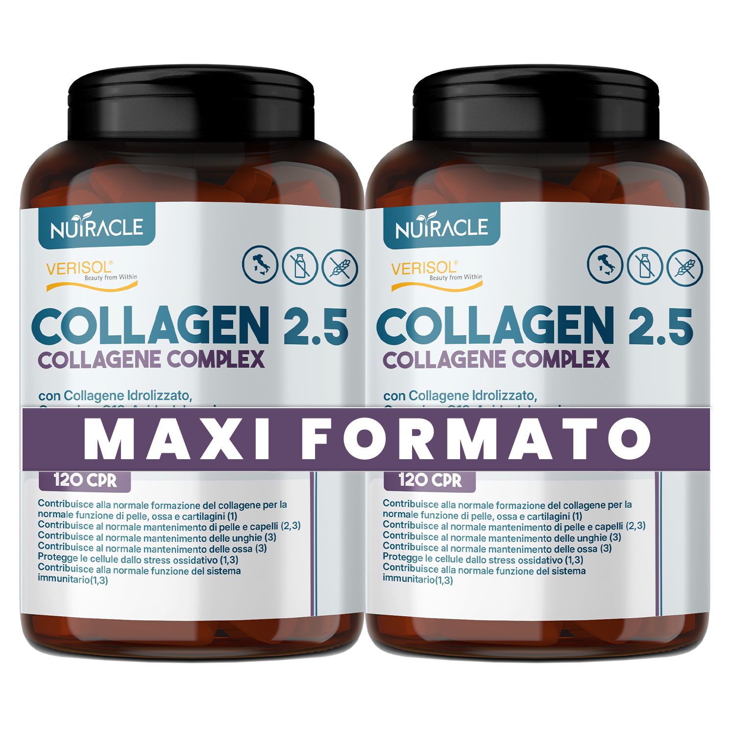 Nutracle Collagene Idrolizzato Integratore Alimentare Acido Ialuronico e Vitamina C Pelle