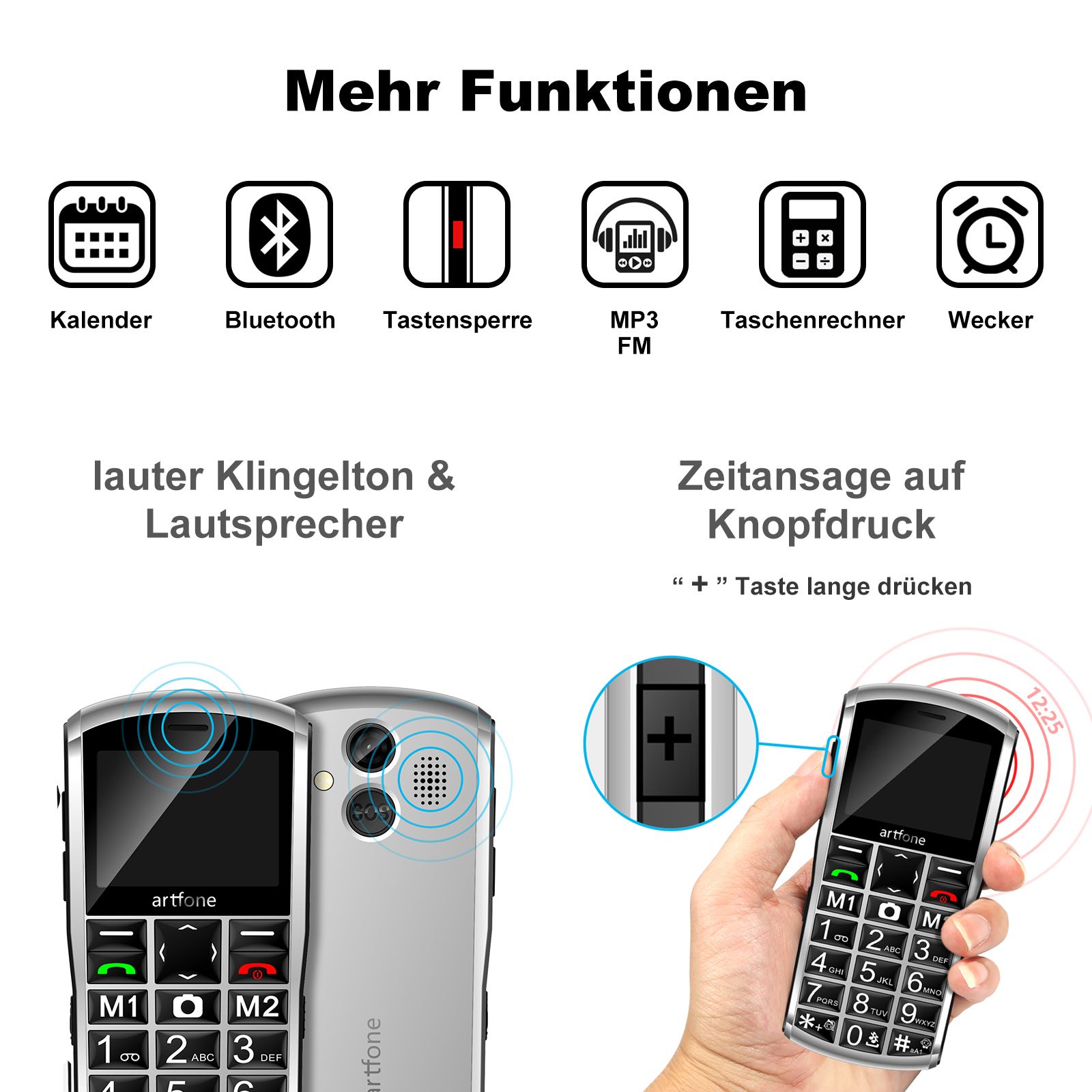 artfone Mobiltelefon A400 mit Notruftaste | Dual SIM