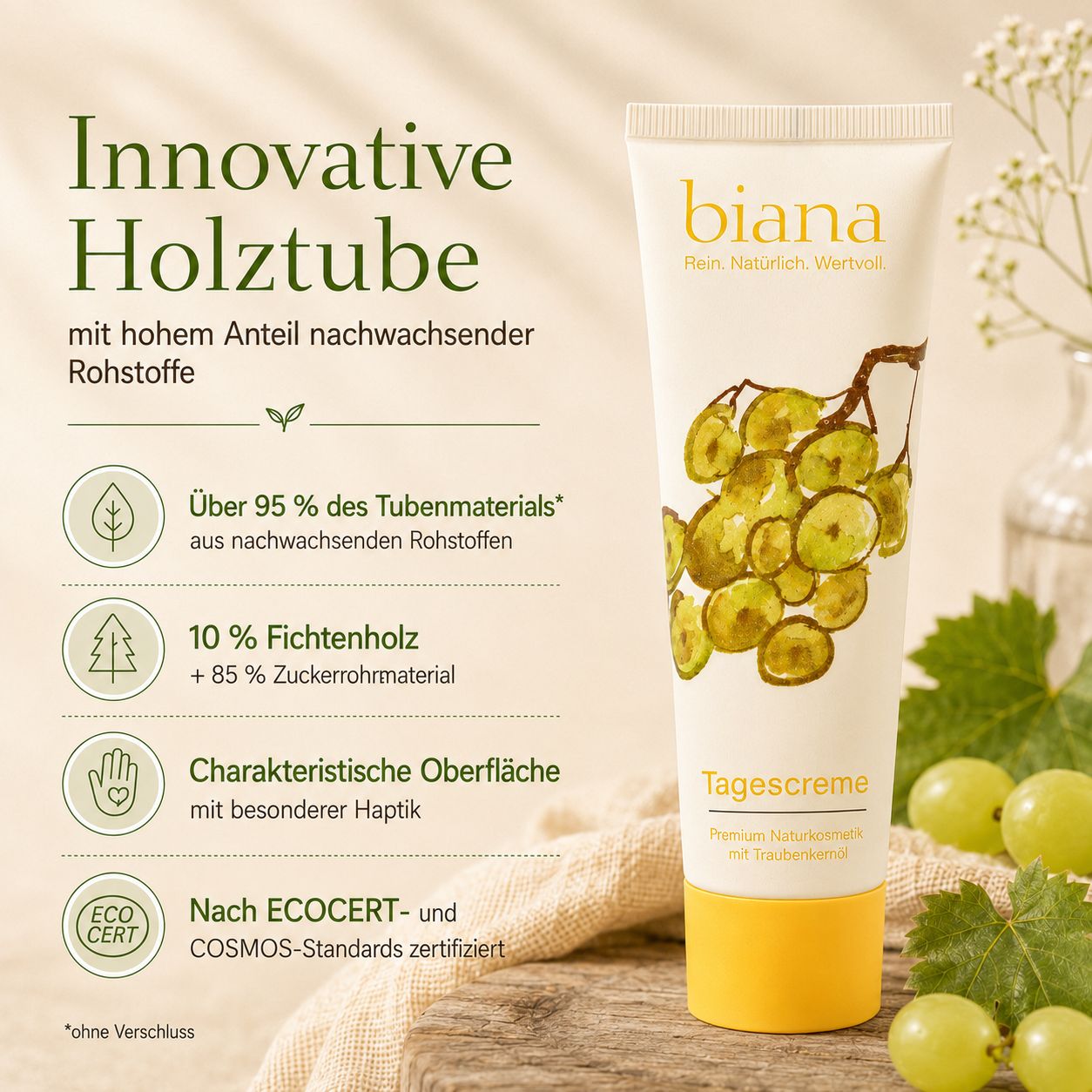 biana Tagescreme – Premium Naturkosmetik mit Traubenkernöl