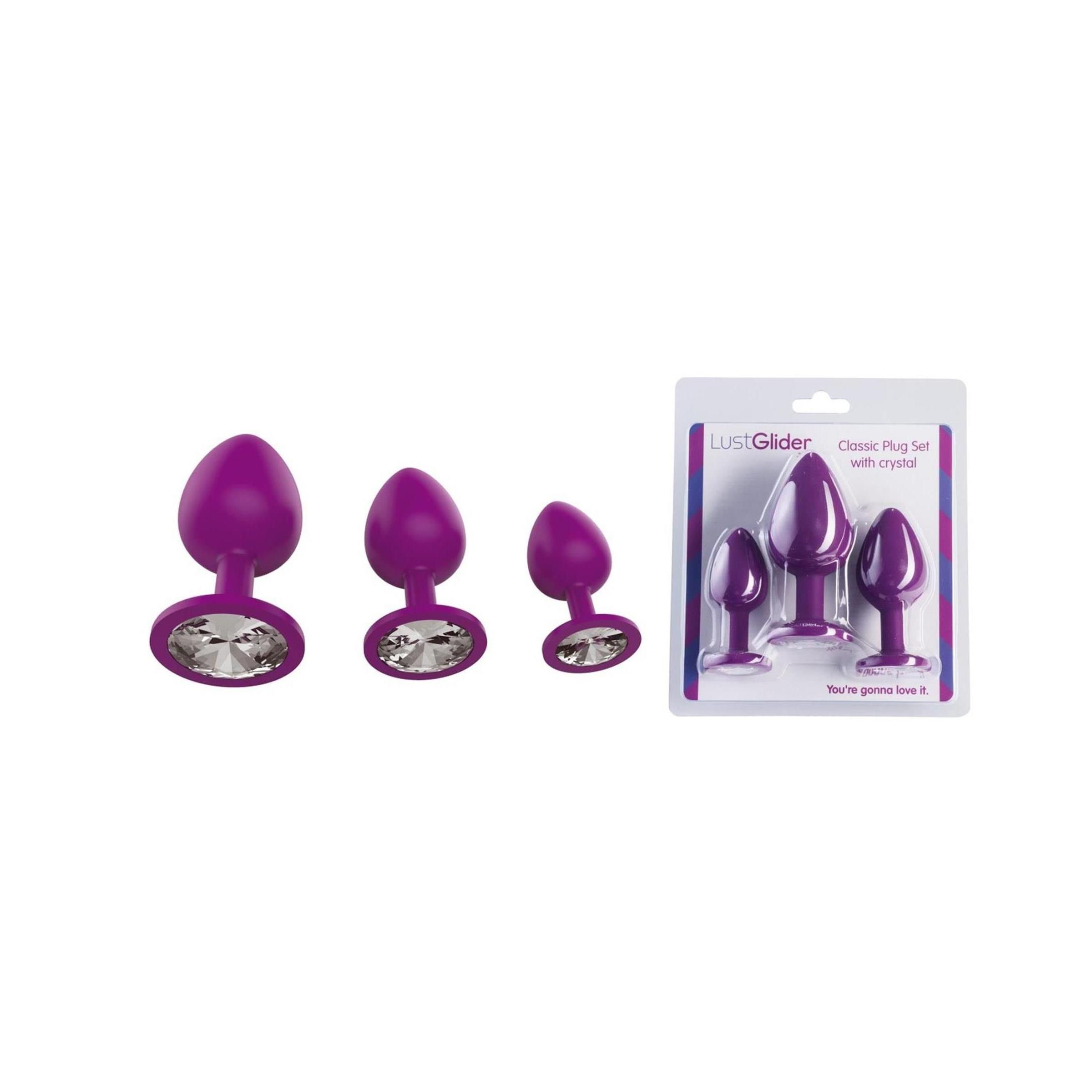 LustGlider Classic Plug Set with crystal