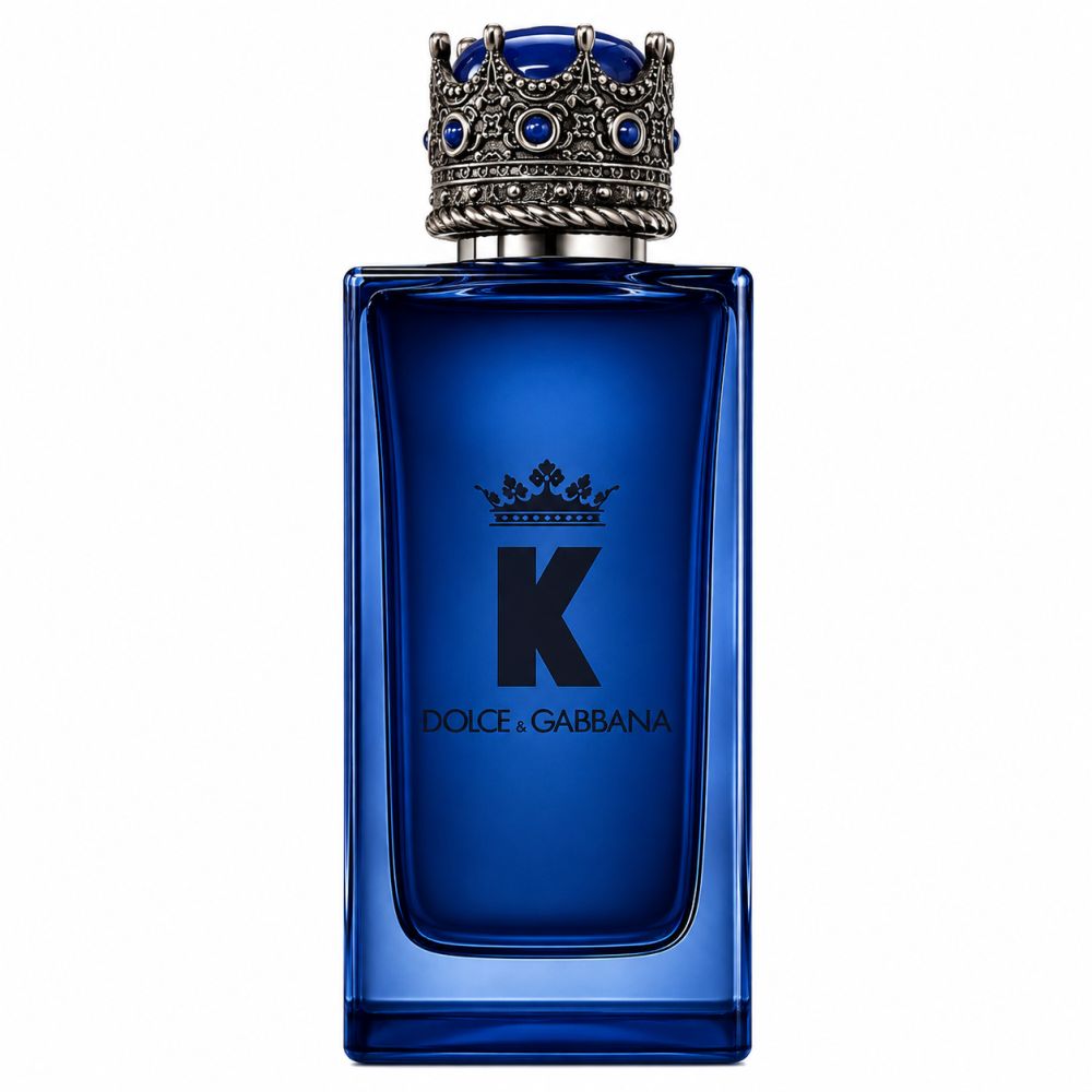 D&G K Eau de Parfum Intense Flakon mit königlicher Kappe.