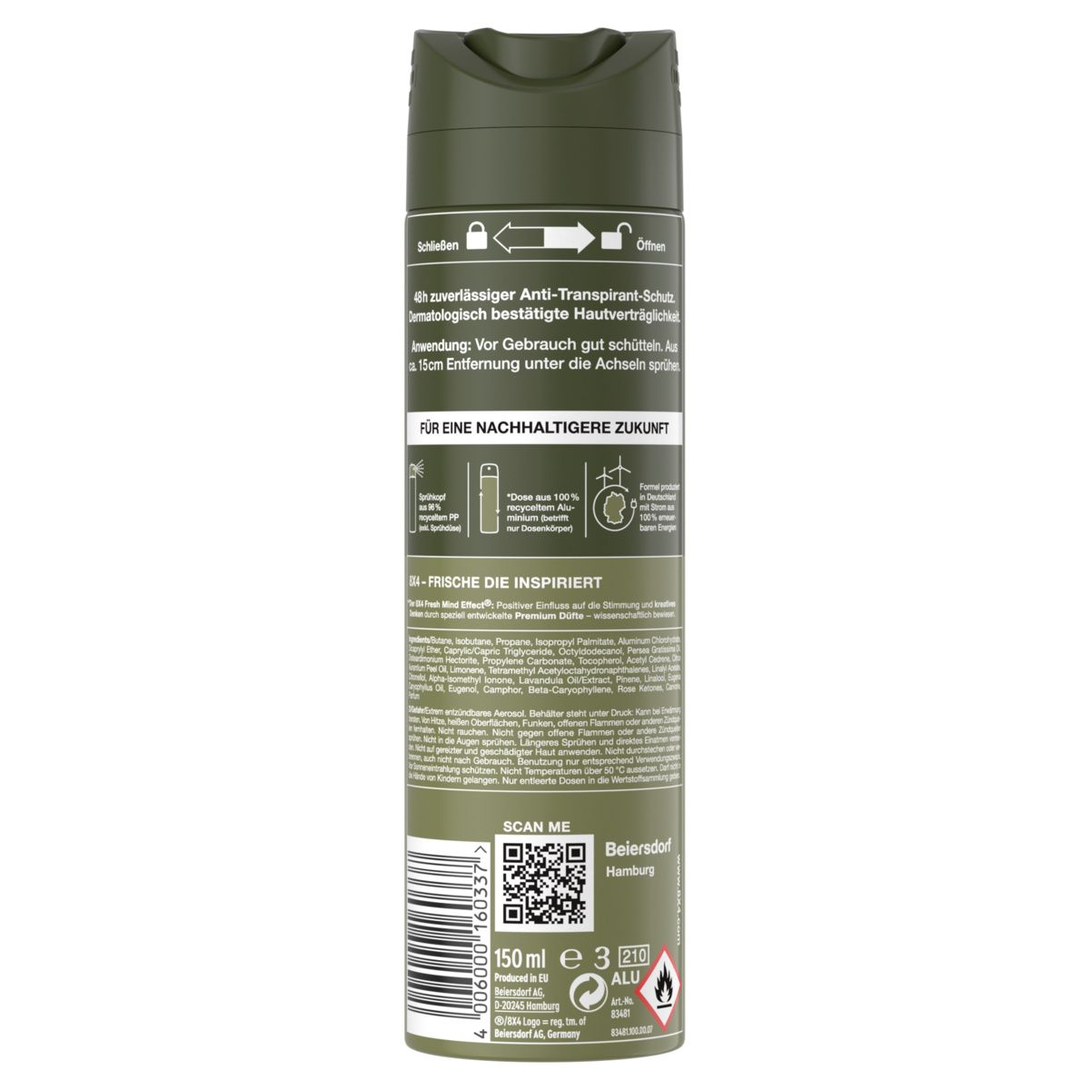 8x4 Deo Spray Wild Oak maskulin-holzig Fresh Mind Effect®