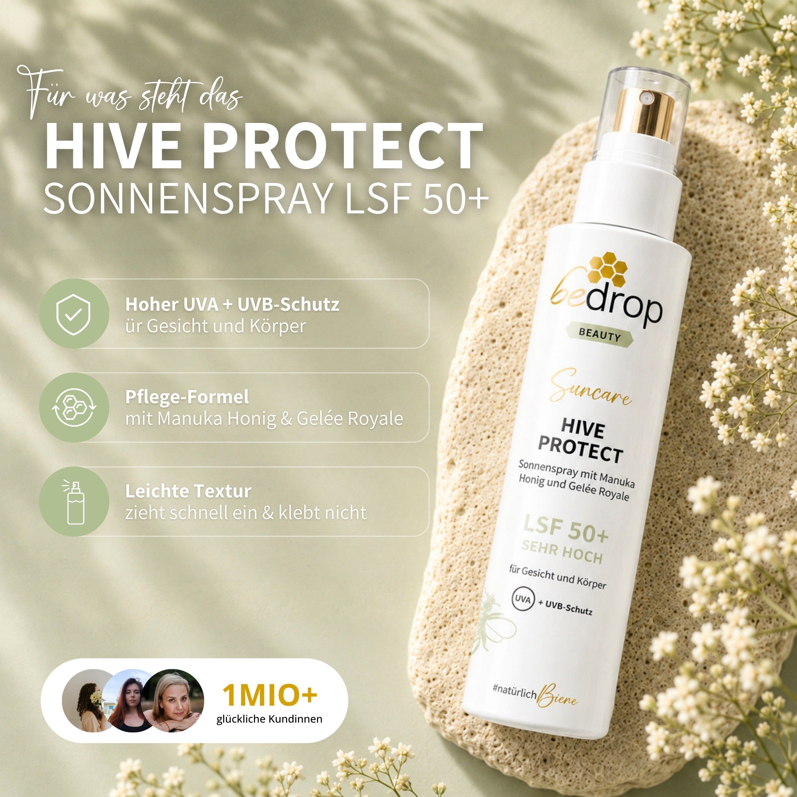 Vorteilsset: 6x HIVE PROTECT LSF 50+ - Sonnenspray mit Manuka Honig und Gelée Royale