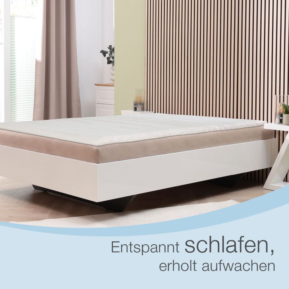 ELONEO Topper, 6 cm hoch, Kaltschaum, für Hausstauballergiker, schadstoffgeprüft, waschbarer Bezug