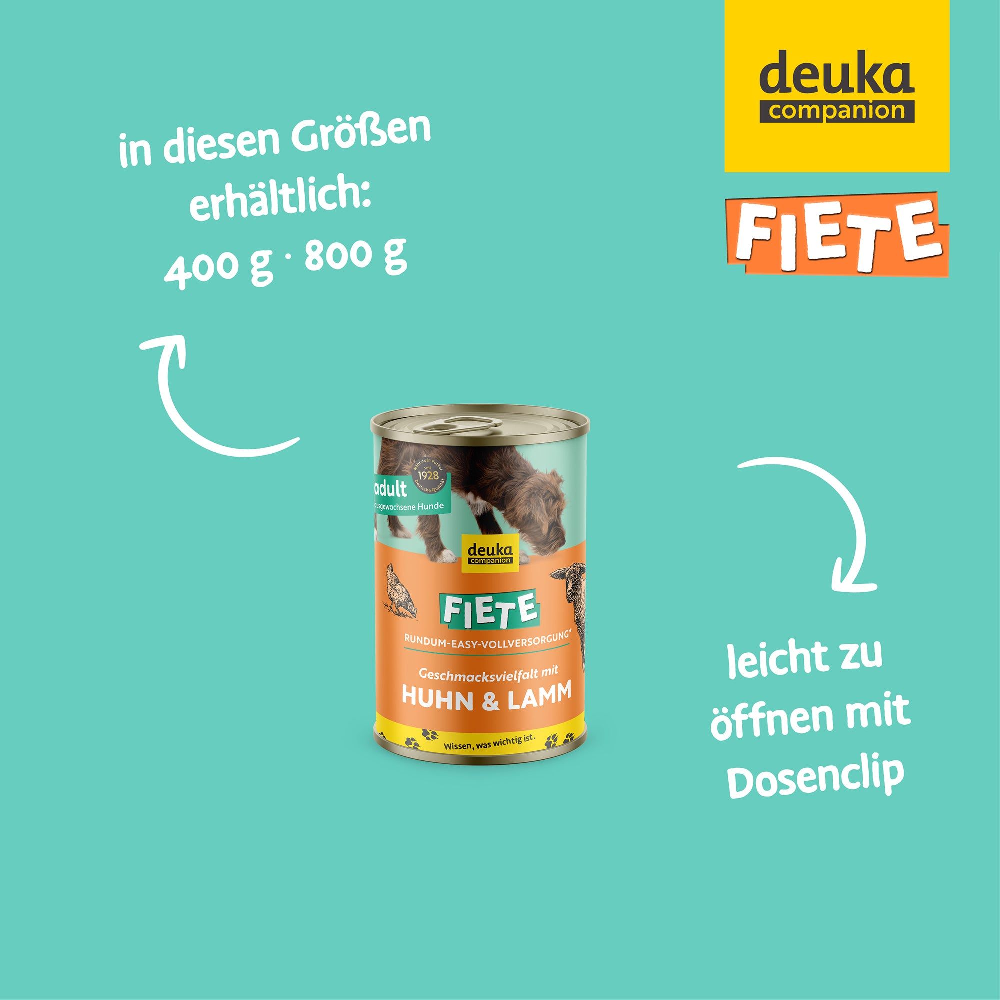 Fiete Geschmacksvielfalt mit Huhn & Lamm - Nassfutter für Hunde 6x800 g Futter