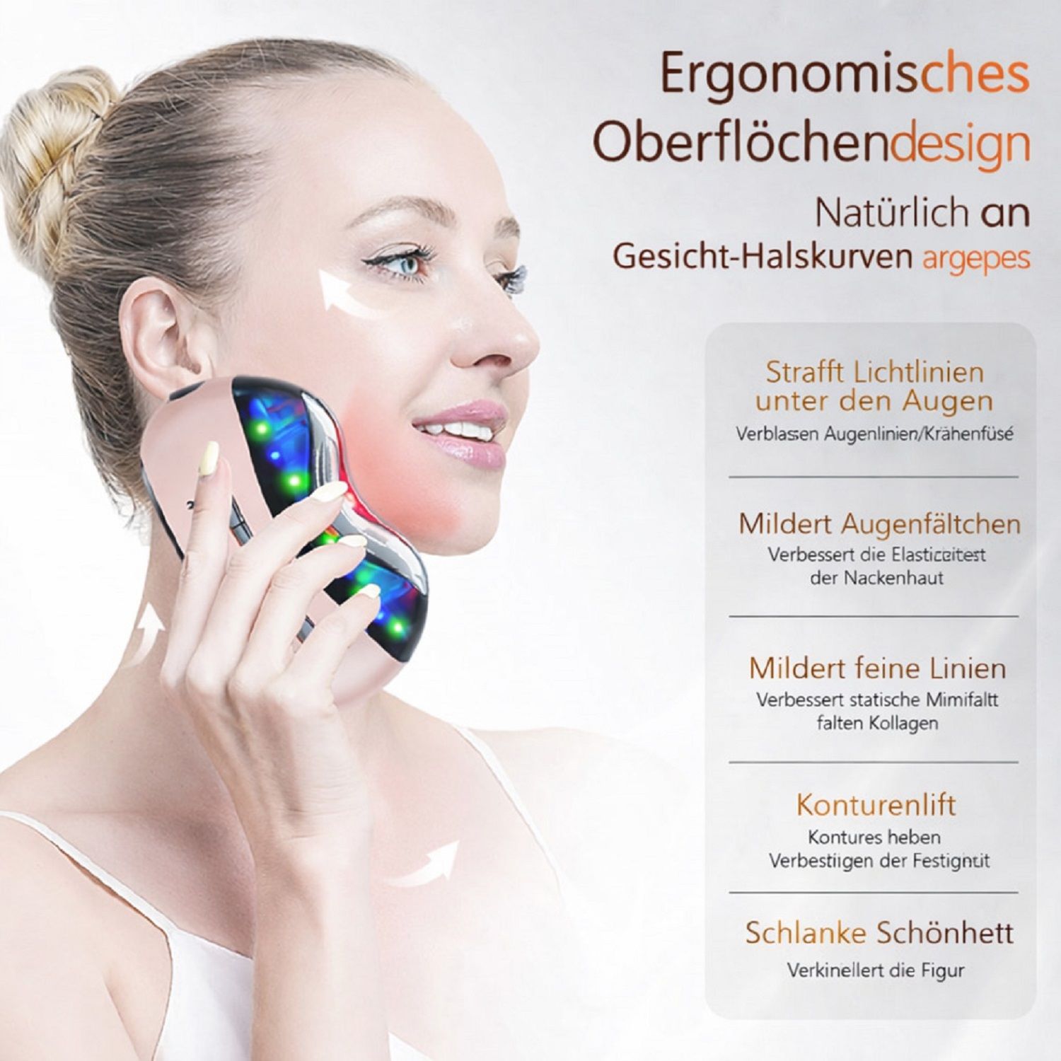 COOL-i Warm & Kalt Beautygerät mit LED & EMS, Kabelloses Massagegerät für Gesicht & Hals