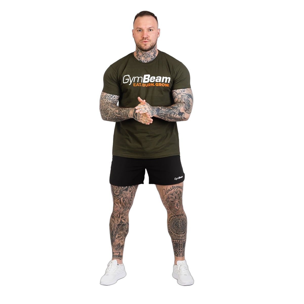 GymBeam Grow T-Shirt Herren Regular Kurzarm Military Green