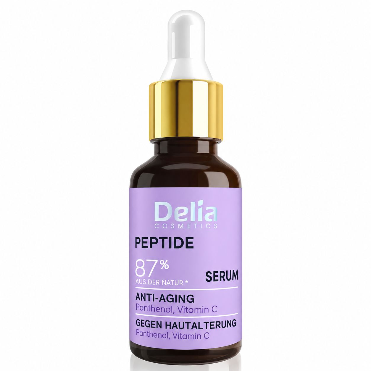 Delia Cosmetics Peptide Serum 87% aus der Natur, Anti-Aging, mit Panthenol und Vitamin C. Gegen Hautalterung.