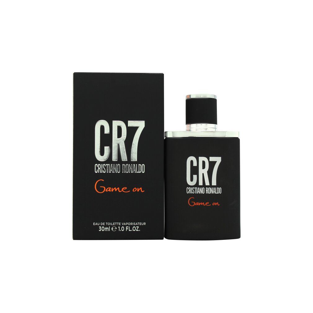 Flakon und Verpackung. Aufschrift CR7, Cristiano Ronaldo, Game on. 30ml.