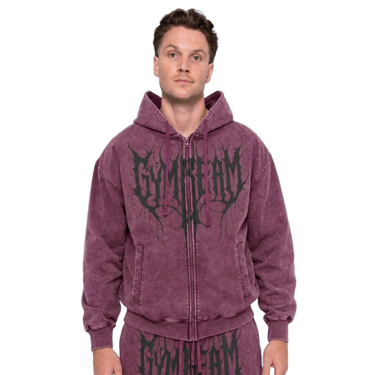 GymBeam Herren Hoodie regular mit Reißverschluss und Washed-Effekt 1 St