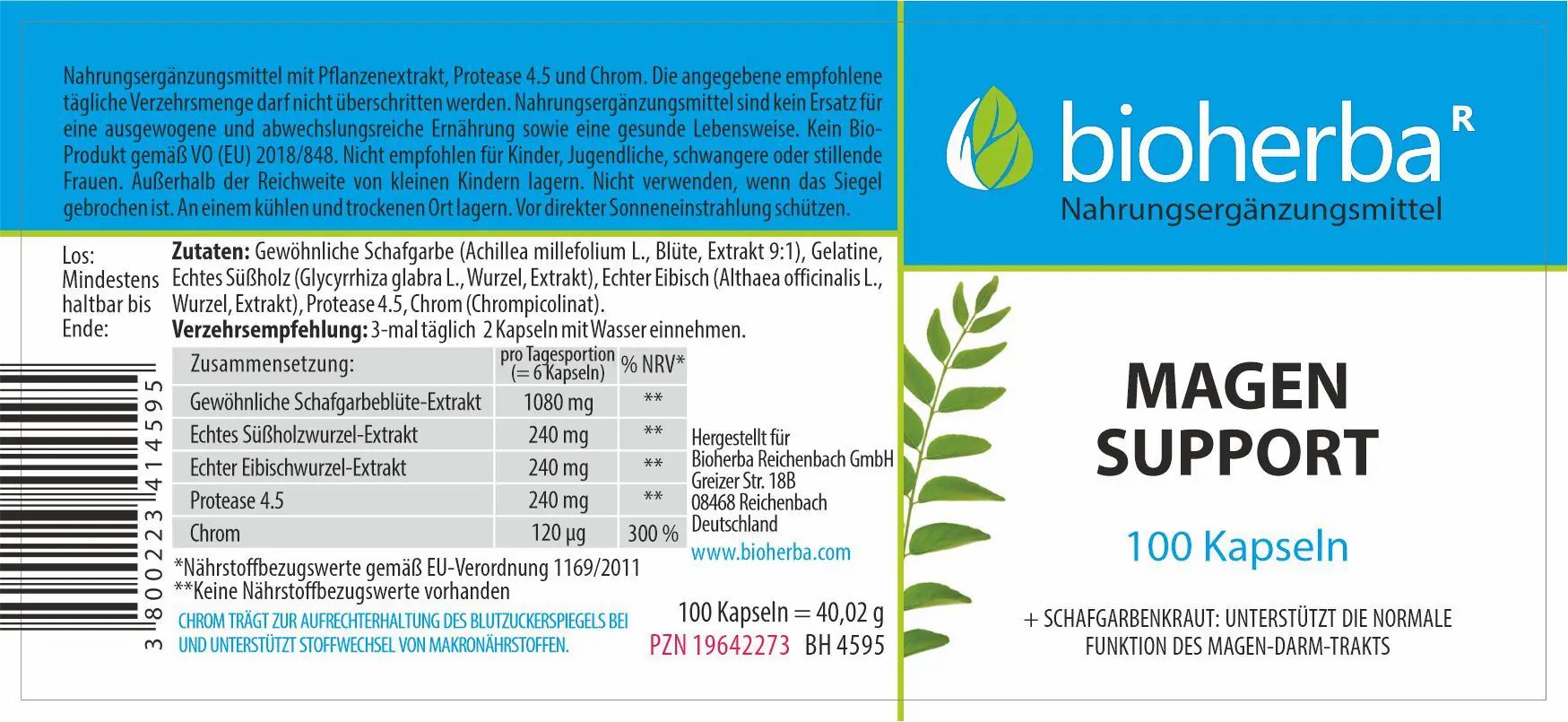 Bioherba Magen Support Kapseln