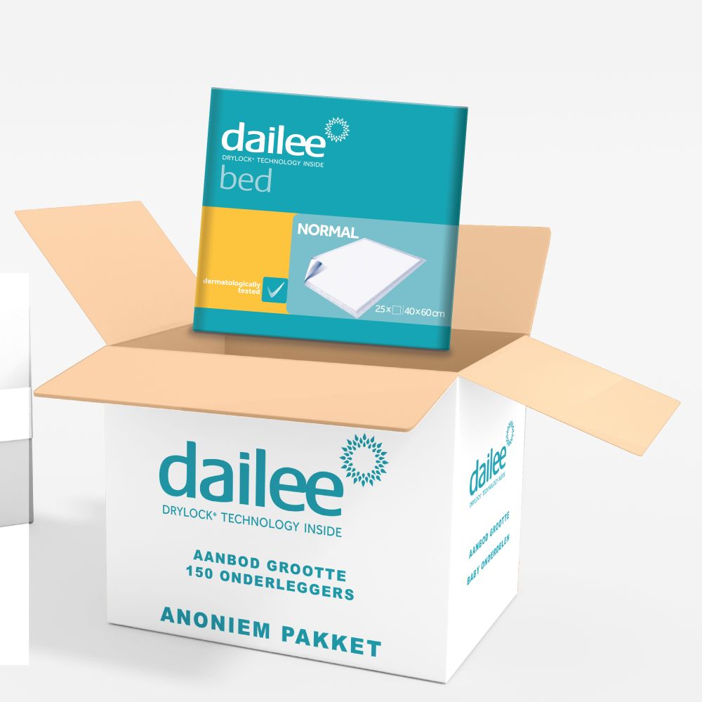 Doos Dailee Bed Baby Onderleggers. 150 stuks. Dermatologisch getest.