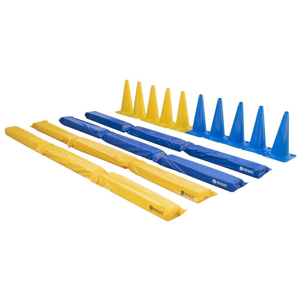 Pferdegasse gefülltes Set + 10er XXL Pylonen-Set 50 cm blau und gelb