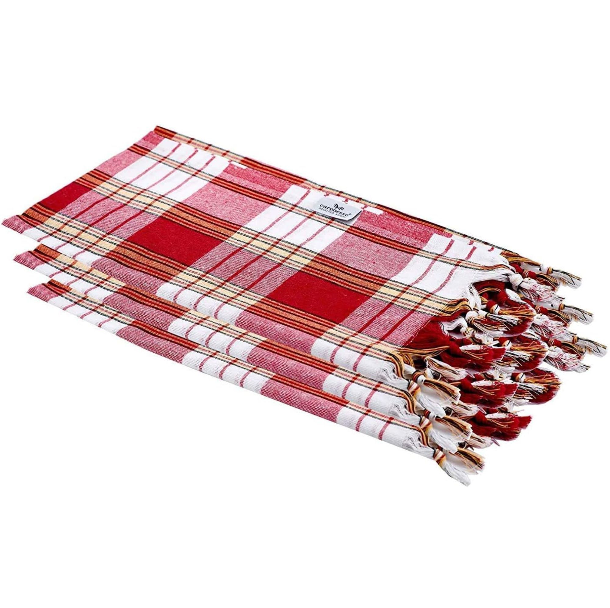 Carenesse Hamamtuch Classic Set Karo rot, 80 x 170 cm