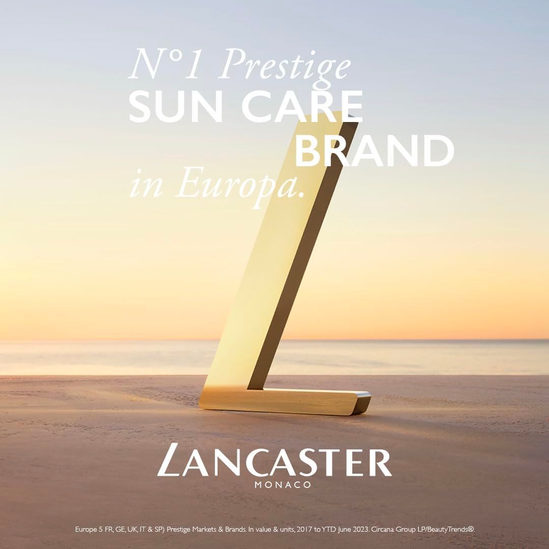 Goldener Buchstabe L am Strand, Werbung für Lancaster Sun Care.
