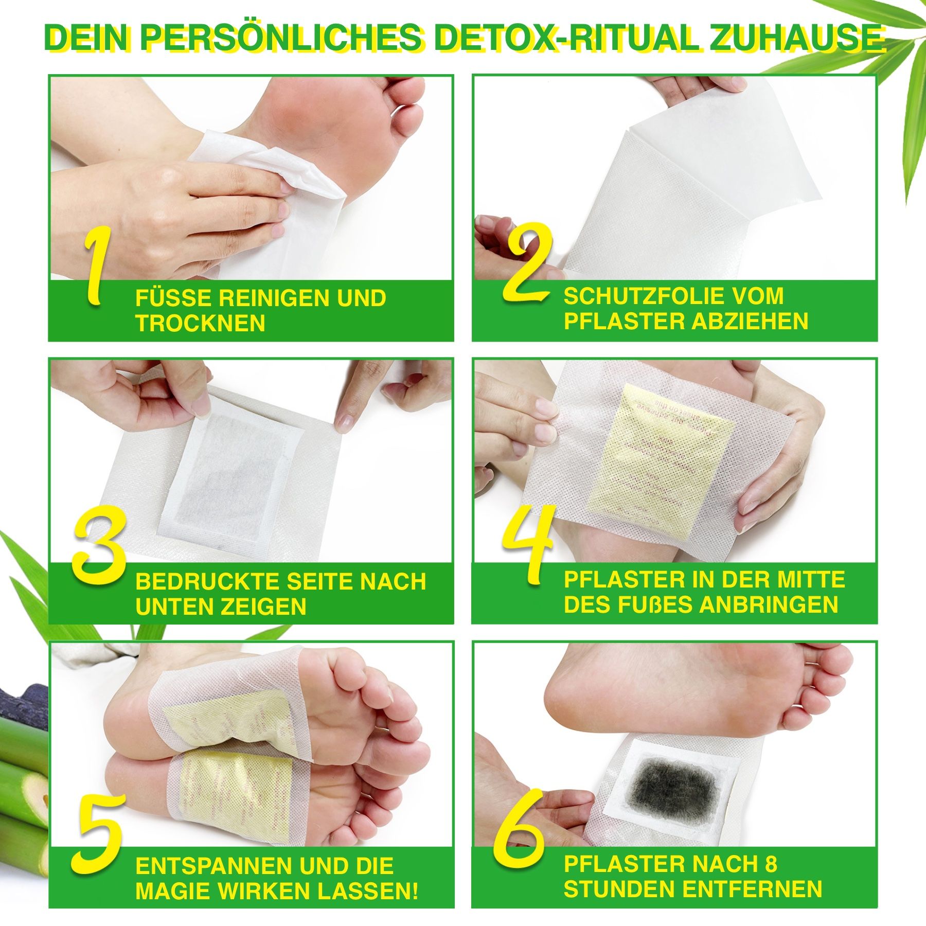 ALIVER Fußpflaster Detox mit Bambusessig und Ingwer Extrakt