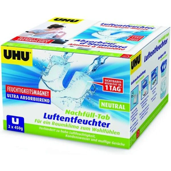 UHU Feuchtigkeitsmagnet Nachfülltab, Innovative Nachfülleinheit für handelsübliche Luftentfeucht