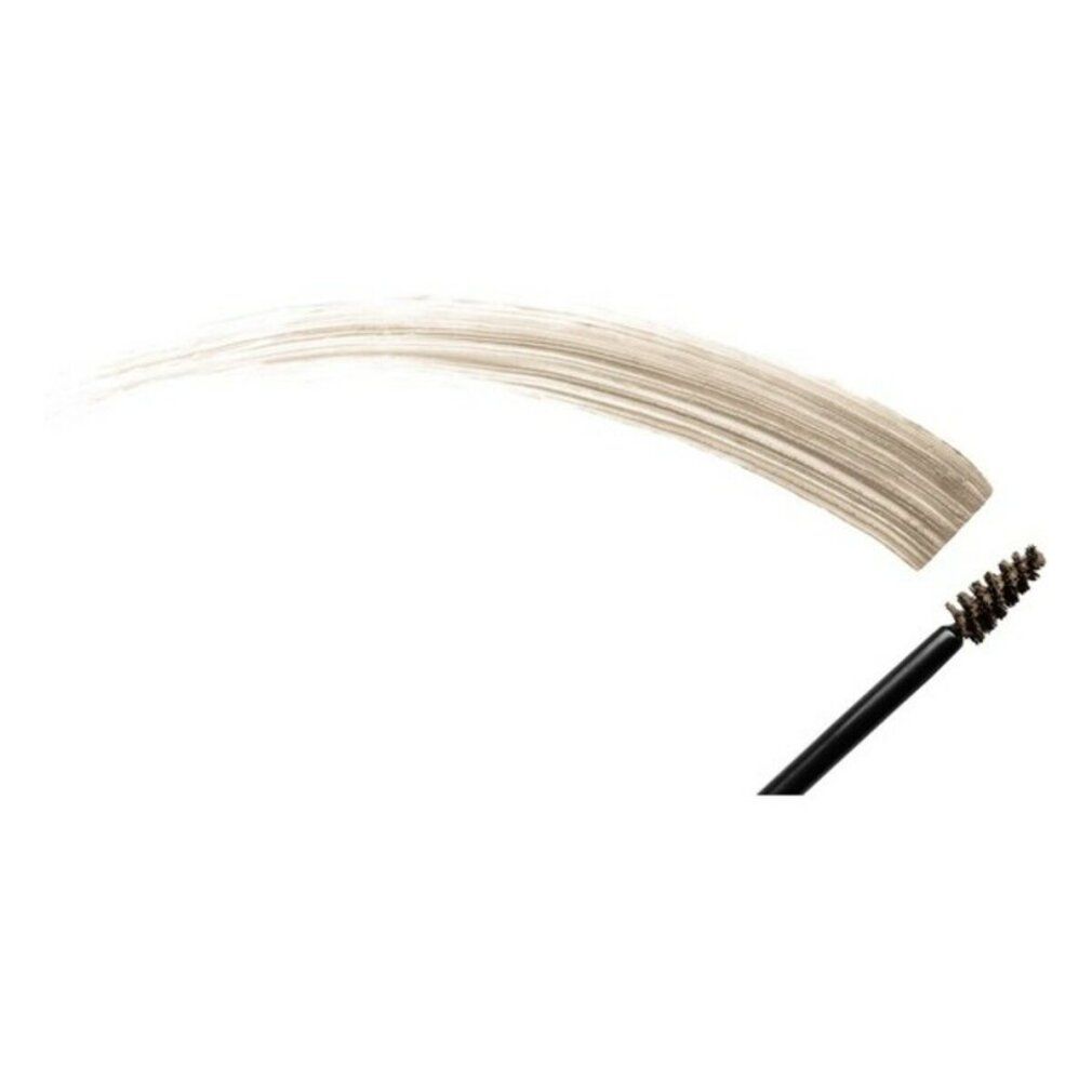 Bürste mit Mascara-Farbe aufgetragen. Farbton: Blond. Mascara-Bürste mit schwarzem Griff.