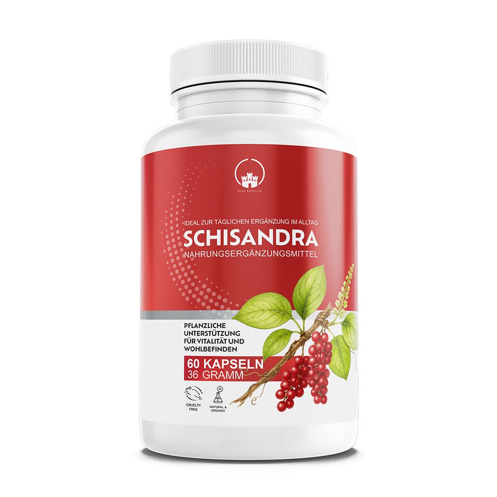 Saint Nutrition® Schisandra 1000mg | Hochdosiert mit Natürlich & Pflanzliche Inhaltsstoffe 60 St Kapseln