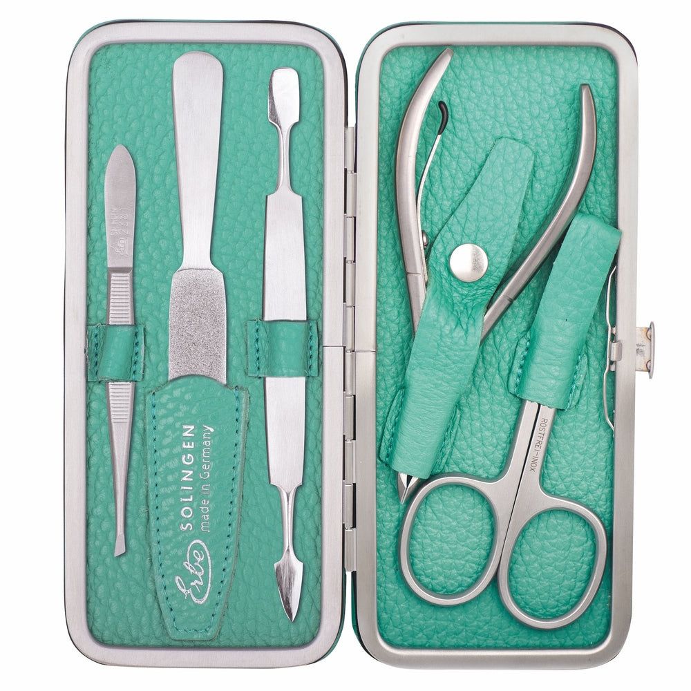 Erbe Solingen Maniküre Bügeletui inox Hellgrün Hautzange und Nagelschere 1 St