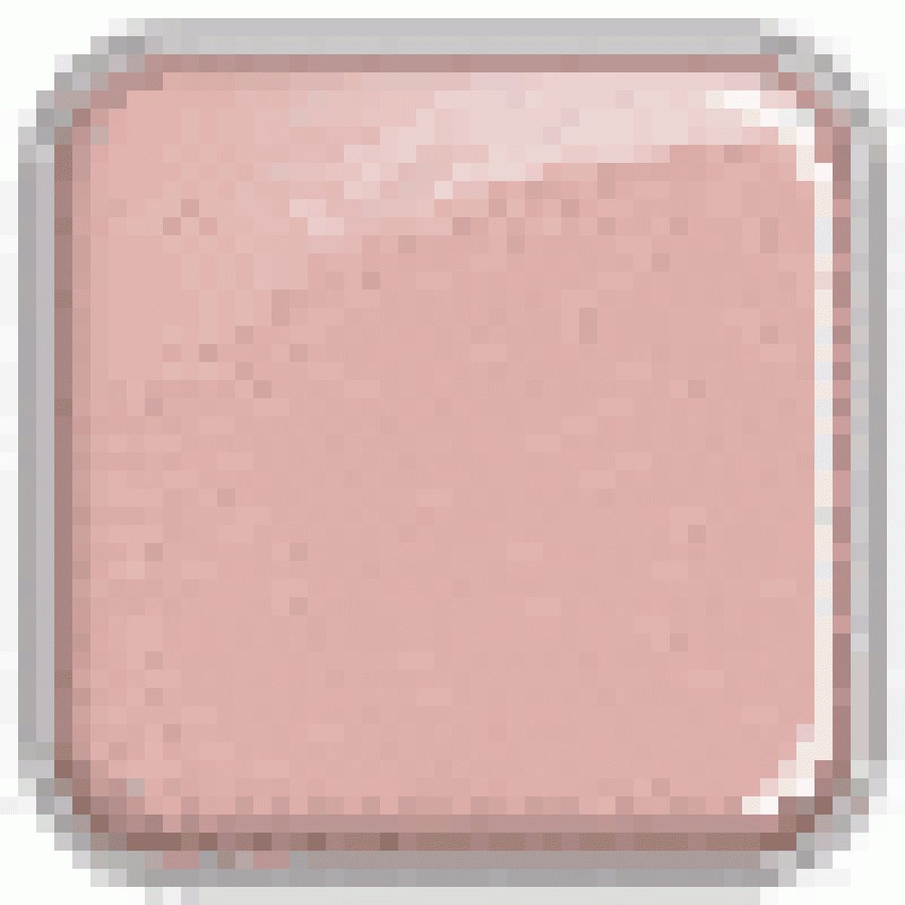 Quadratische, rosa getönte Kosmetikprobe mit abgerundeten Ecken. Glänzende Oberfläche.