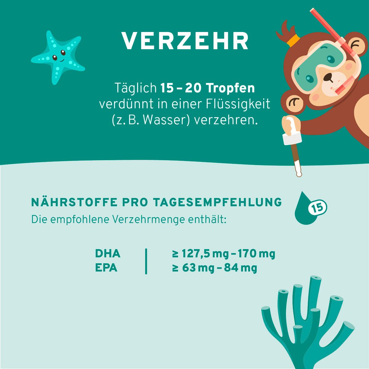 InnoNature Omega 3 Kids Tropfen | natürlich aus der Mikroalge Schizochytrium | vegan