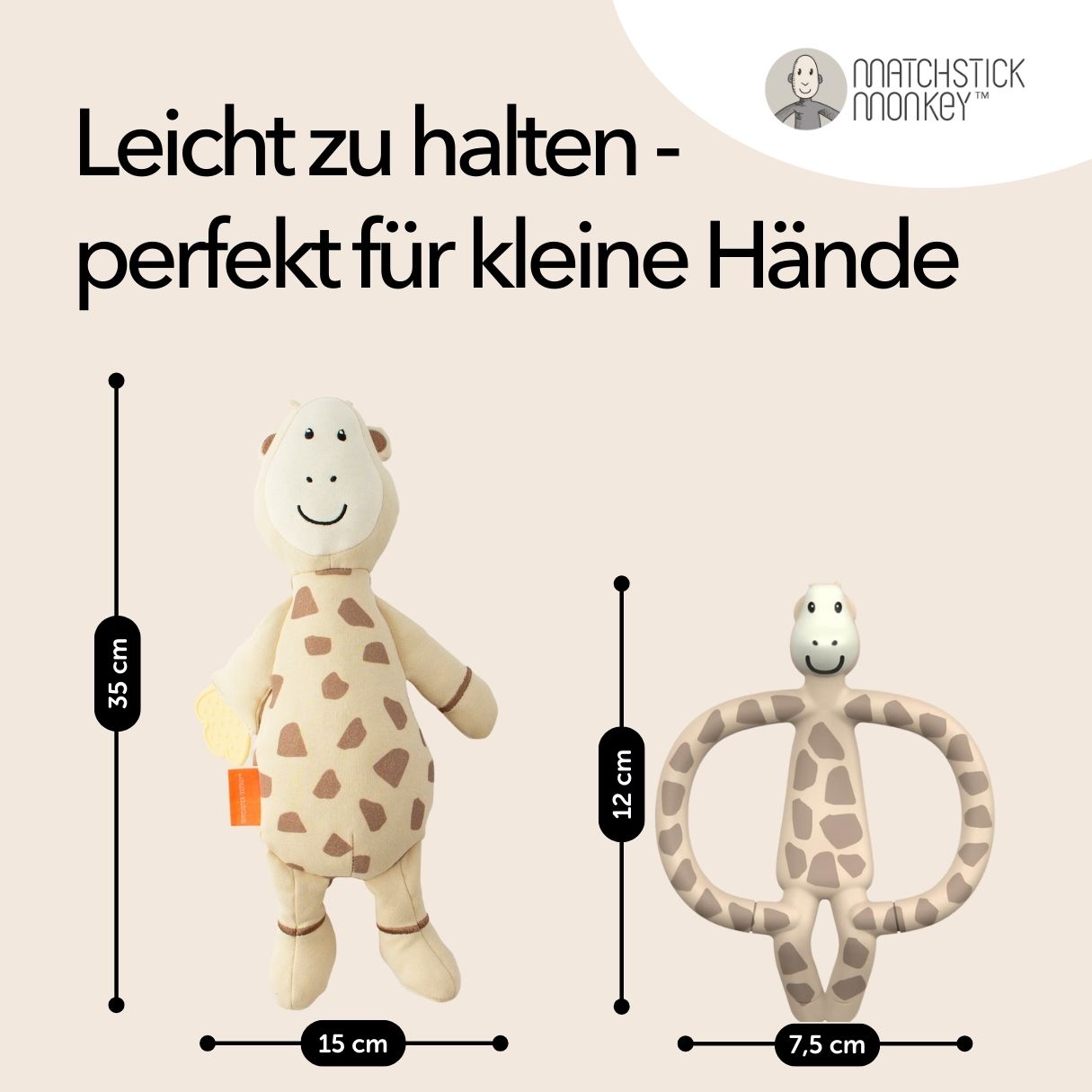 Matchstick Monkey Geschenkset – Beißring & Plüschtier mit Beißapplikation
