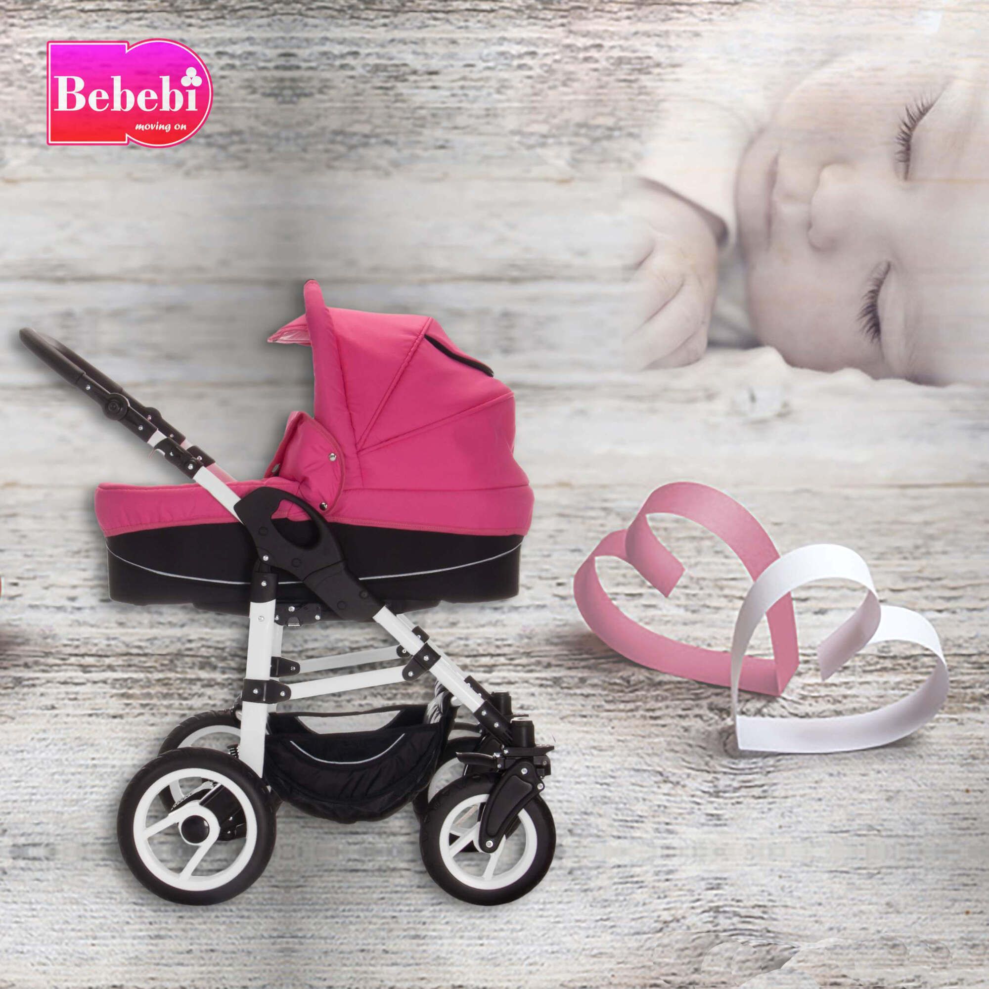 Bebebi Paris 3 in 1 Kinderwagen Set mit Original Maxi Cosi, Luft Élysée