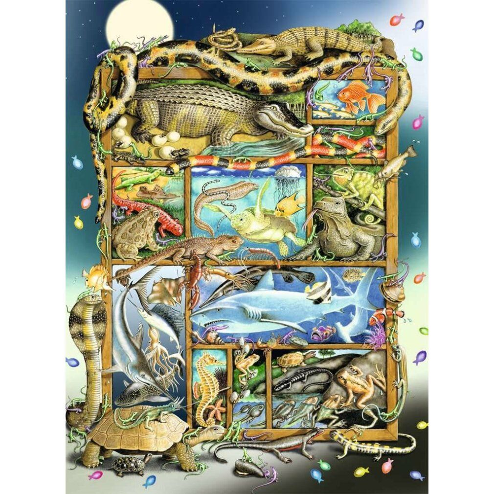 Puzzle Reptilien im Regal, 200 Teile