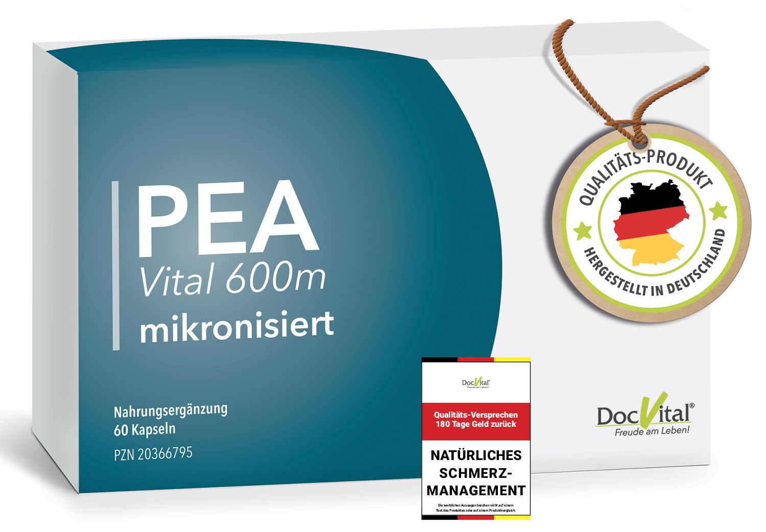 DocVital® PEA Kapseln 1200mg Mikronisiert: Palmitoylethanolamid hochdisiert - Vital 600 60 St Kaukapseln