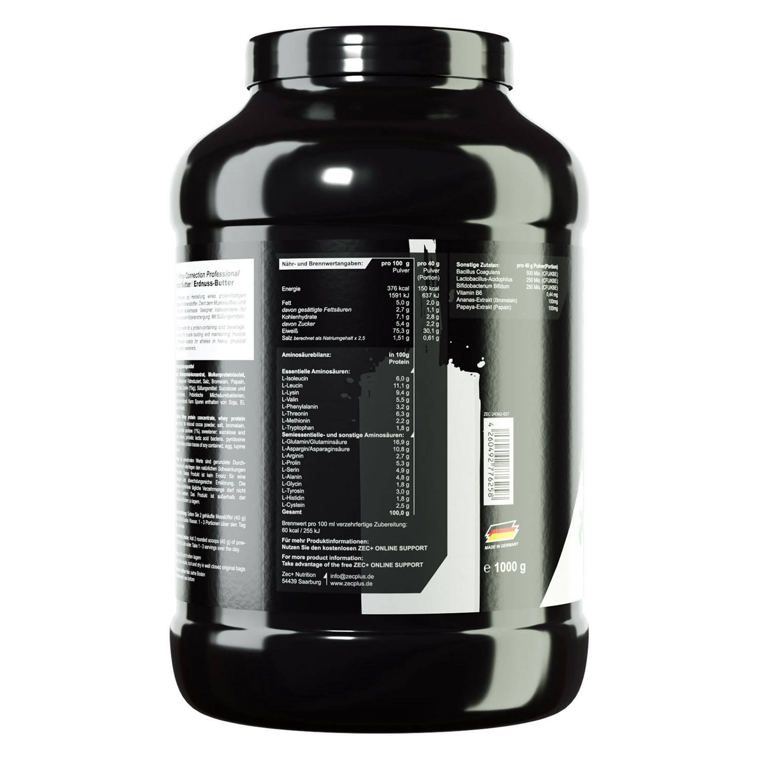 Zec+ Whey Connection Professional Protein/ Eiweiß Peanut Butter 1000 g Pulver