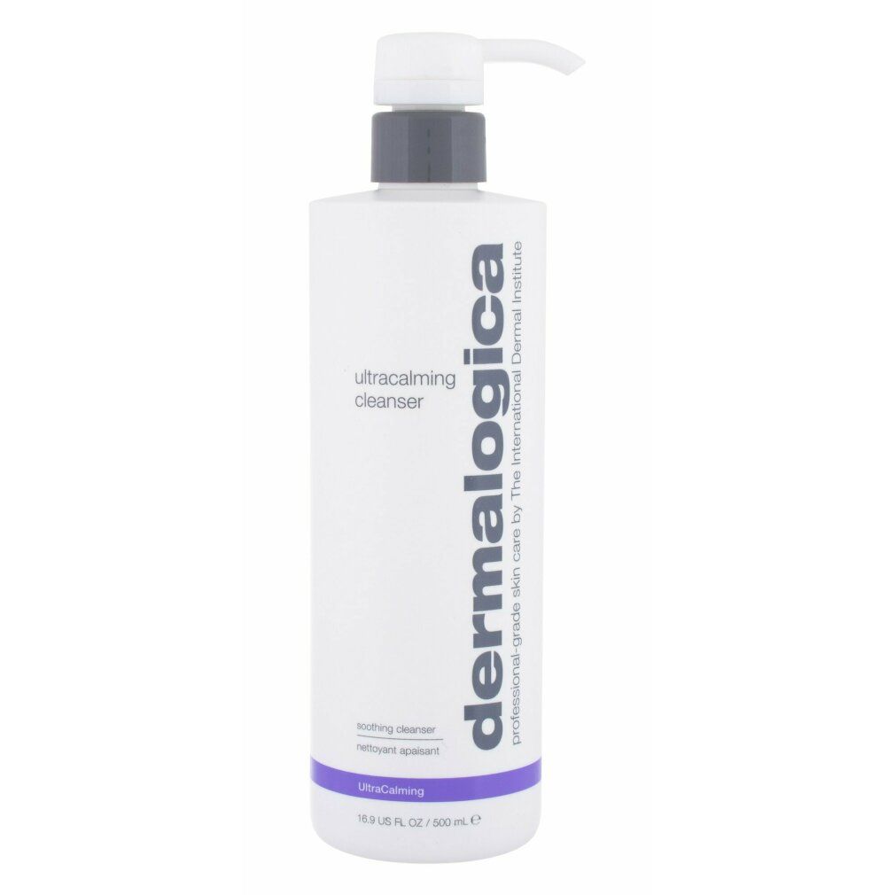 Weißer Dermalogica UltraCalming Cleanser mit Pumpe. Produktname und Marke sind deutlich sichtbar.