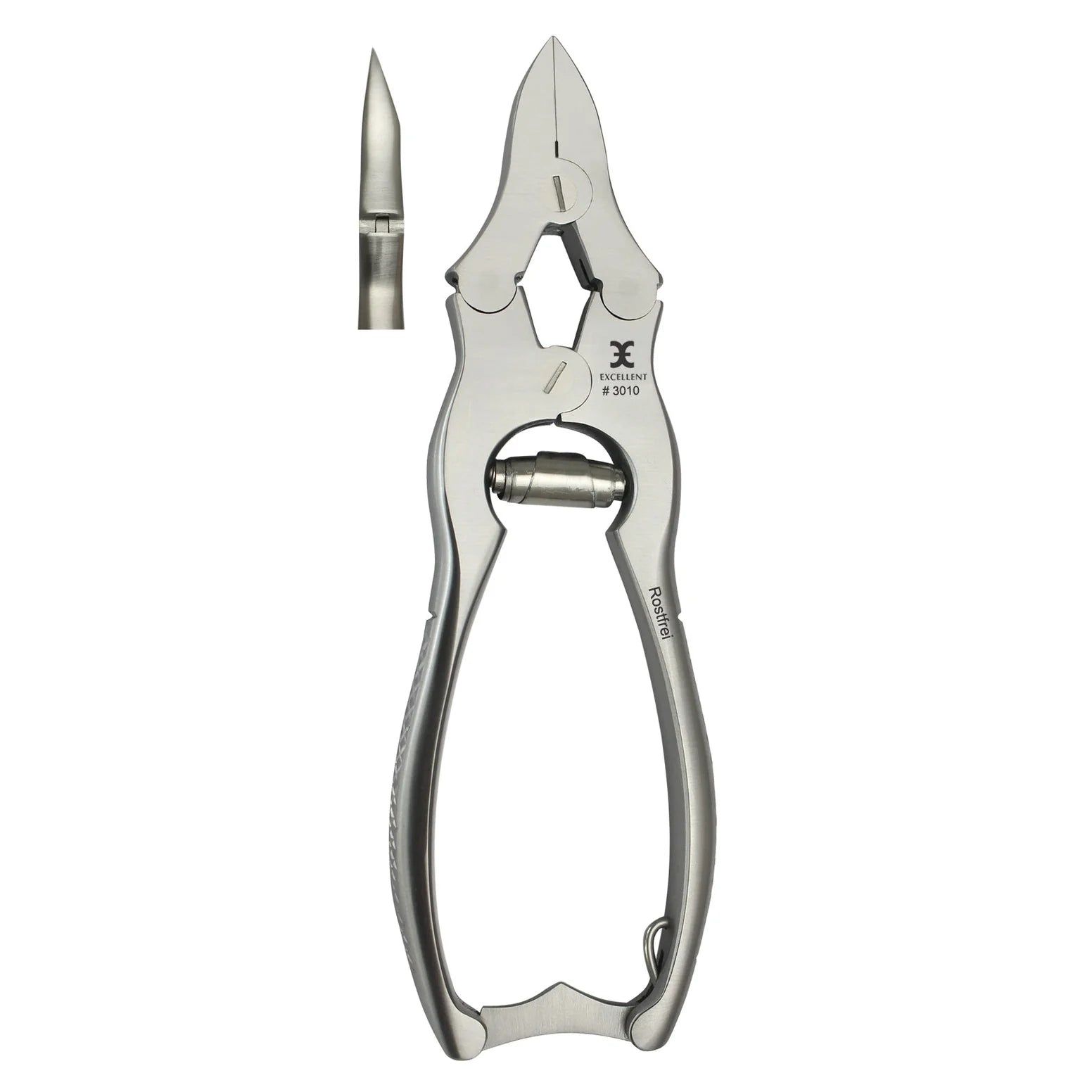 Nagelzange aus Edelstahl. Mit separater Spitze. Marke Excellent, Modell #3010. Rostfrei.