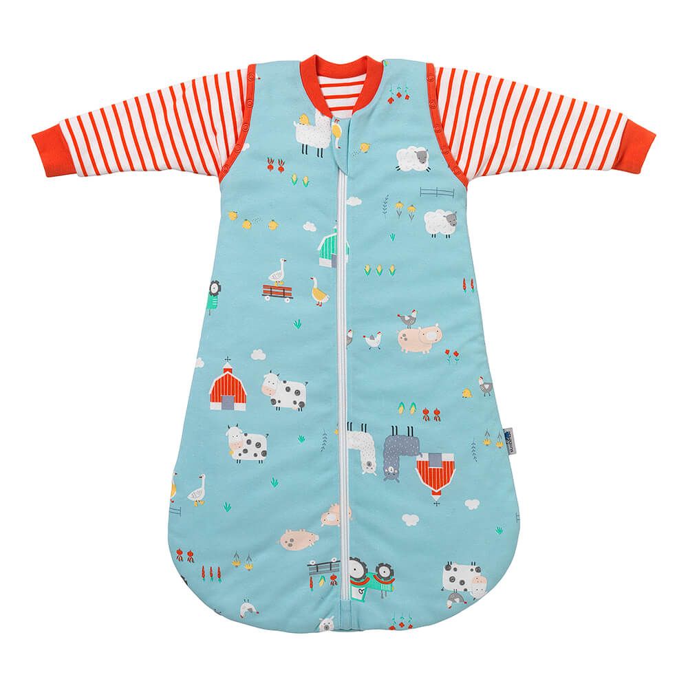 schlummersack Baby Schlafsack ganzjährig 100% Bio-Baumwolle 2.5 Tog 0-6 Monate 70 cm Bauernhof