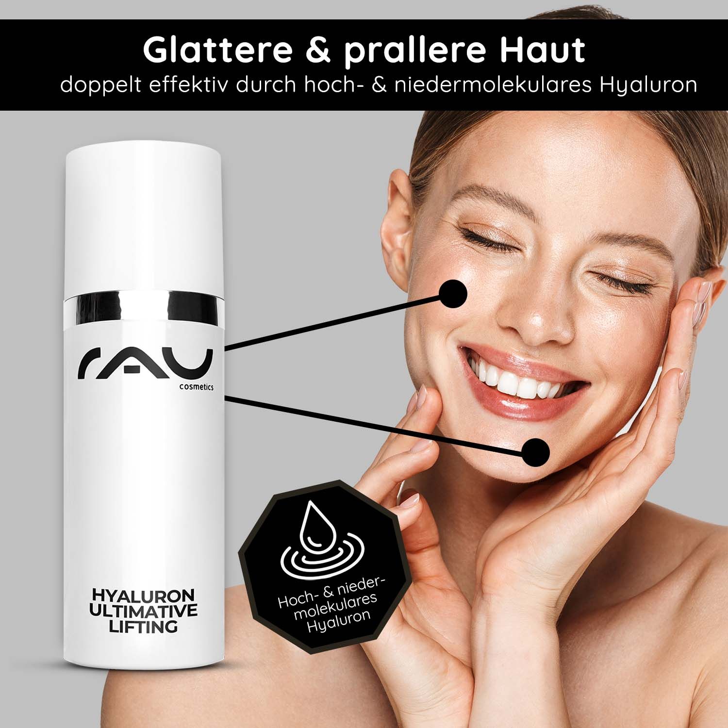 RAU Cosmetics Hyaluron Ultimative Lifting Anti Aging Gel für Frauen und Männer bei Falten im Gesicht