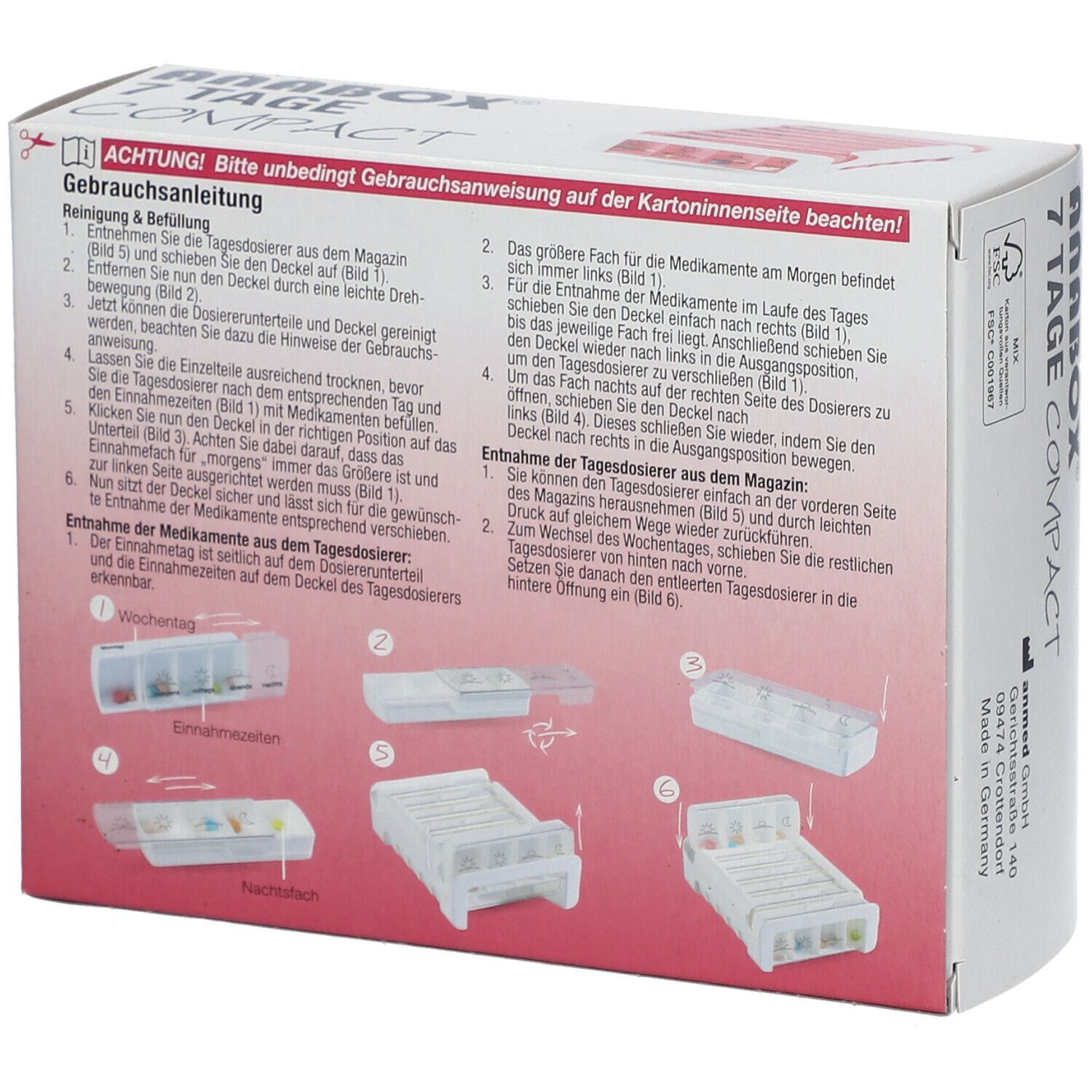 ANABOX® 7 Tage Compact pink/weiß
