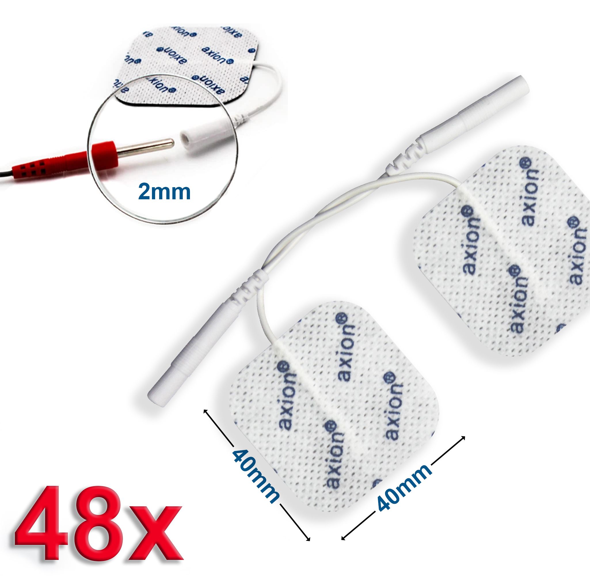 axion selbstklebende Elektrodenpads 4x4 cm – passend zu axion, Prorelax, Promed, etc. 48 St Elektroden