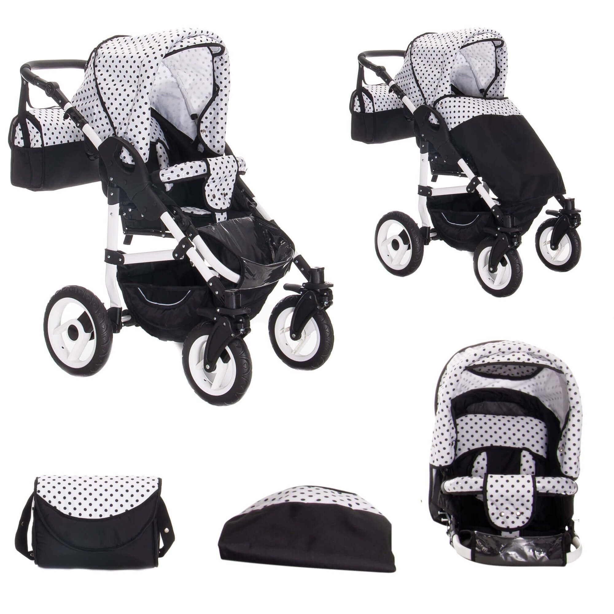 Bebebi Paris 3 in 1 Kinderwagen Set mit Original Maxi Cosi, Gummi Tour Eiffel