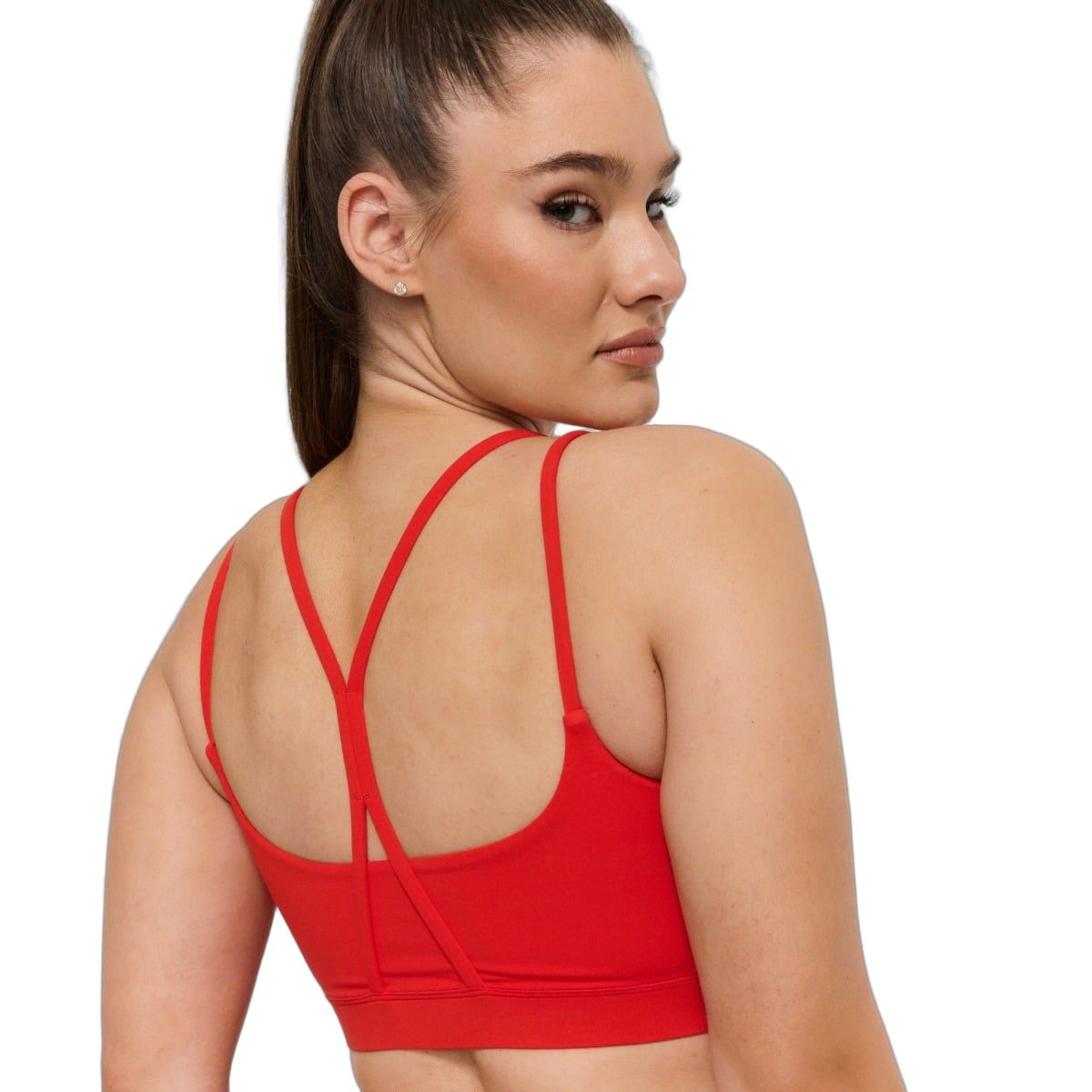 GymBeam Sport-BH Damen mit gekreuzten Trägern und BEAT Modell Tangerine