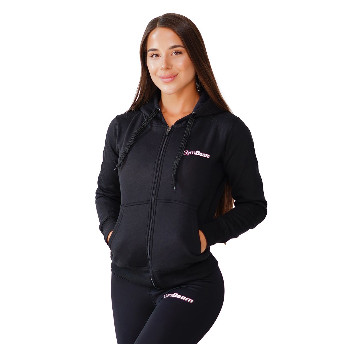 GymBeam Hoodie Damen mit Reißverschluss und Kapuze in Schwarz