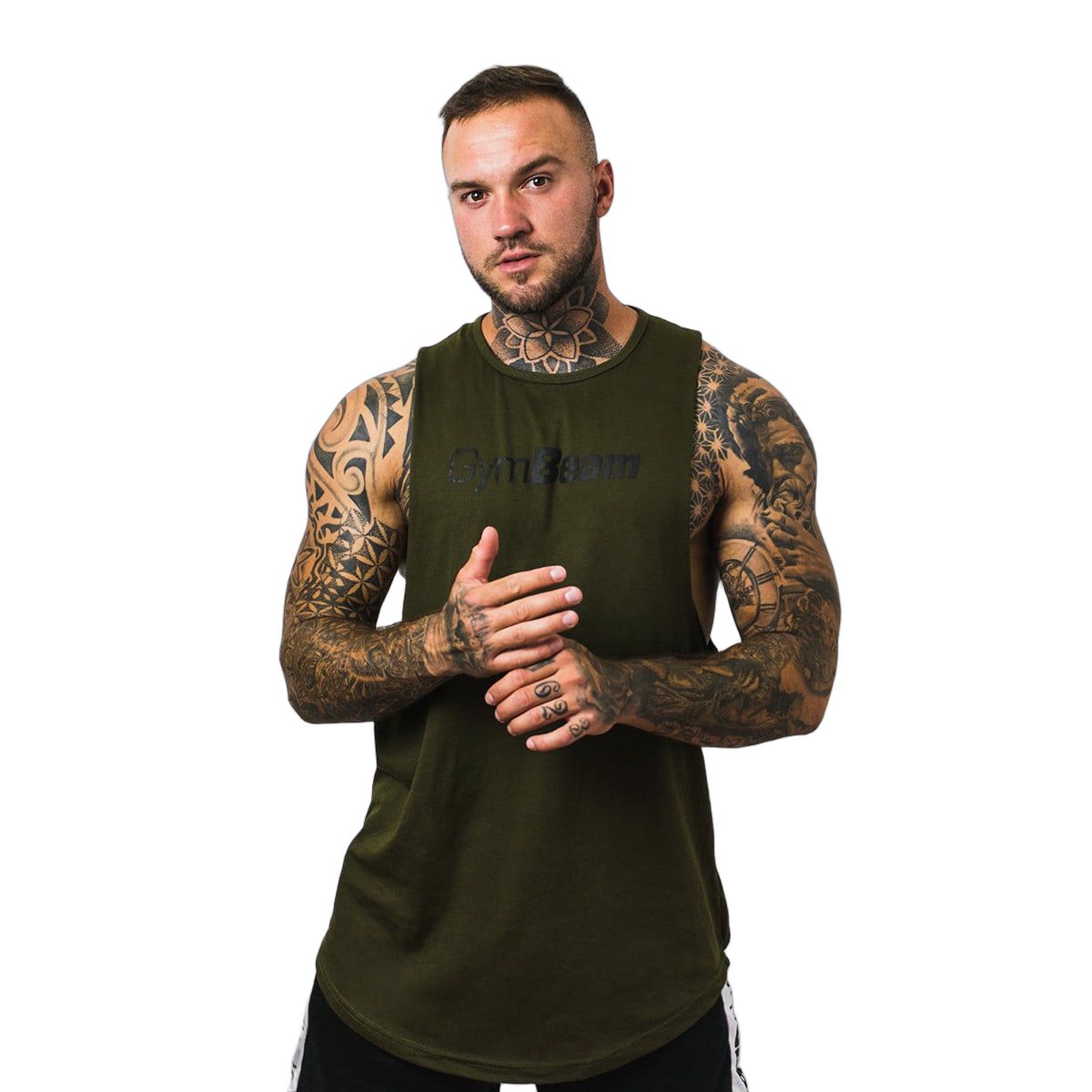 Canotta uomo Cut Off vestibilità morbida Military Green