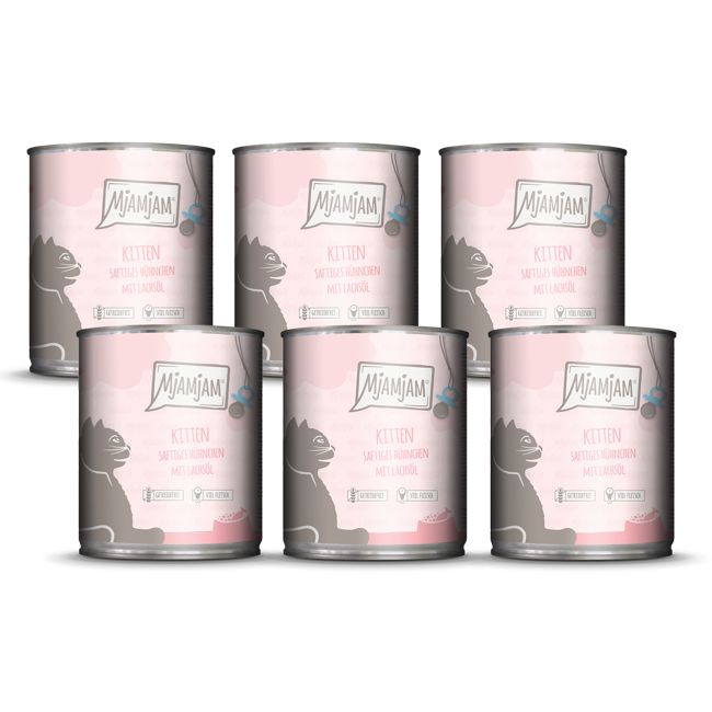 MjAMjAM - Kitten saftiges Hühnchen mit Lachsöl 6x800 g Futter