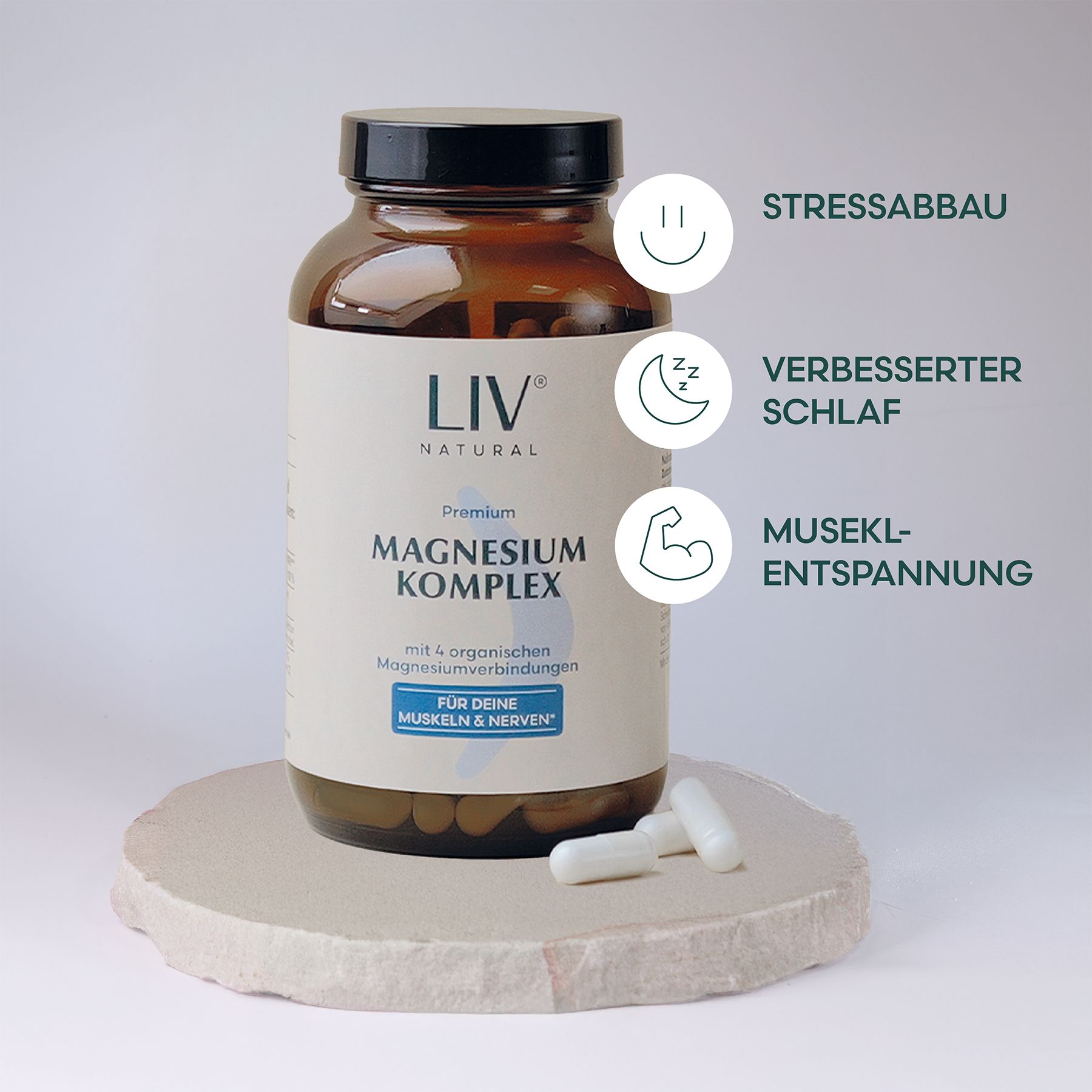 LIV Magnesium Komplex 180 Kapseln vier hochwertige, organische Magnesiumverbindungen ohne Füllstoffe