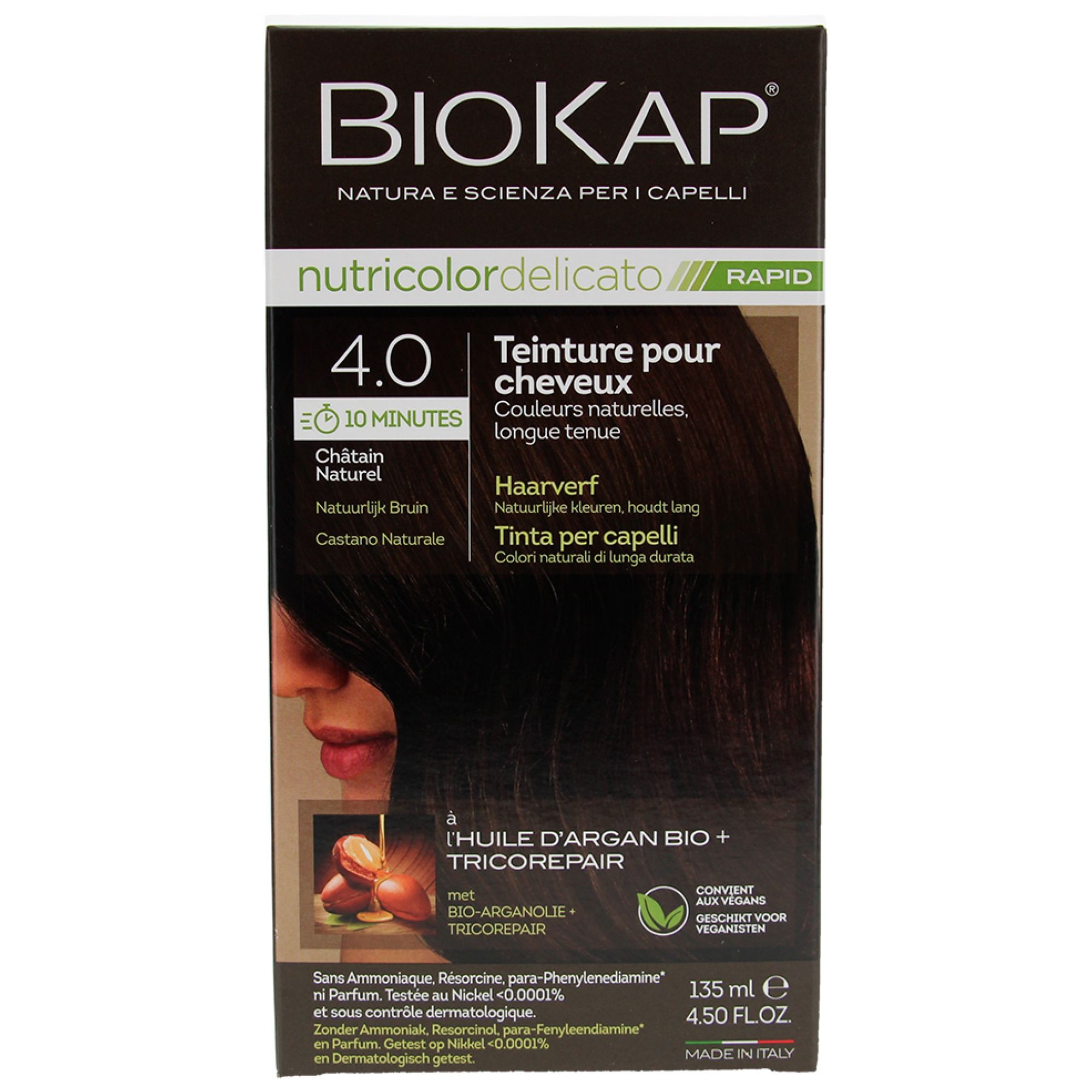 Biokap Nutricolor Delicato Rapid Haarfärbemittel (Haarfärbung : Kastanienbraun) 9x6,3x17 cm