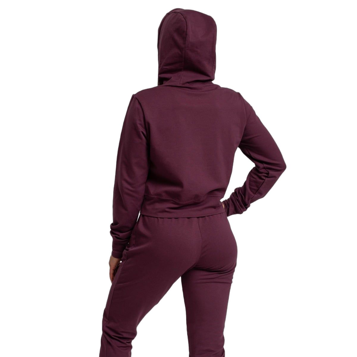 GymBeam Hoodie Damen slim cropped mit Kapuze und Reißverschluss in Eggplant